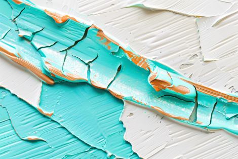 Turquoise Fracture on White Canvas