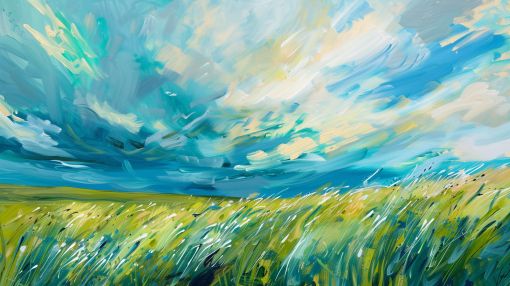 Windswept Prairie Under Turquoise Skies