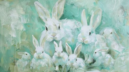 Gathering of White Rabbits in Mint