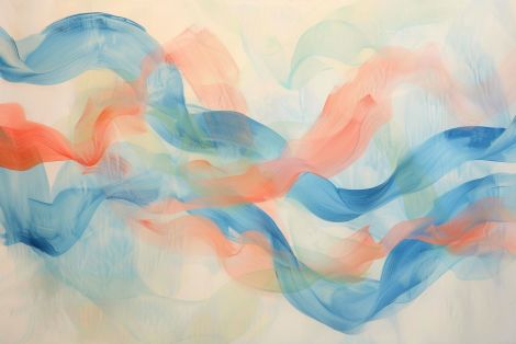 Flowing Ribbons of Coral and Blue