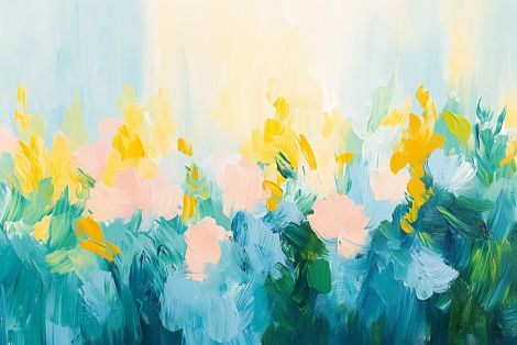 Spring Meadow in Soft Pastels