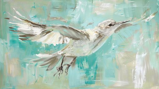 Graceful Seabird in Turquoise Flight