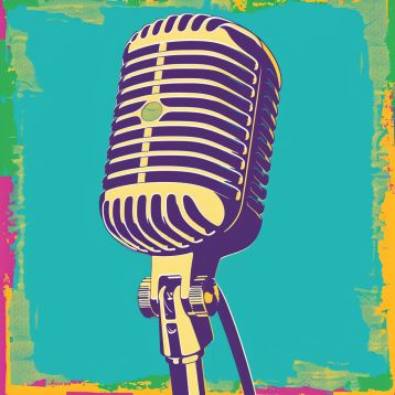 Retro Microphone in Bold Pop Colors