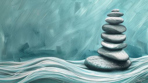 Balanced Stones Above Flowing Waters