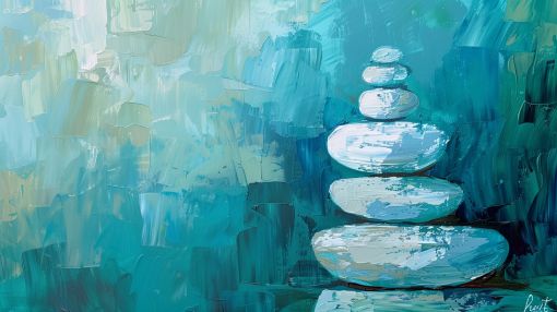 Balanced Stones in Turquoise Serenity