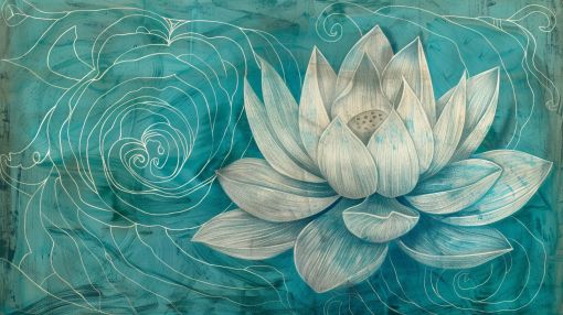 Serene Lotus on Teal Waters