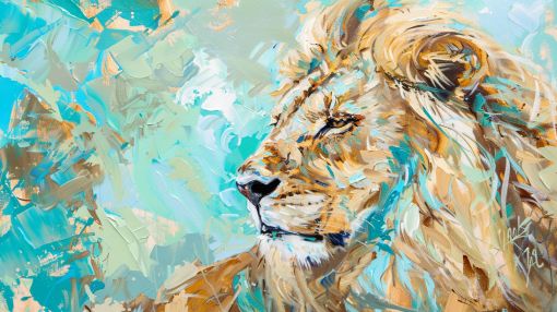Majestic Lion in Turquoise Breeze