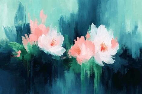 Soft Blooms in Teal Mist
