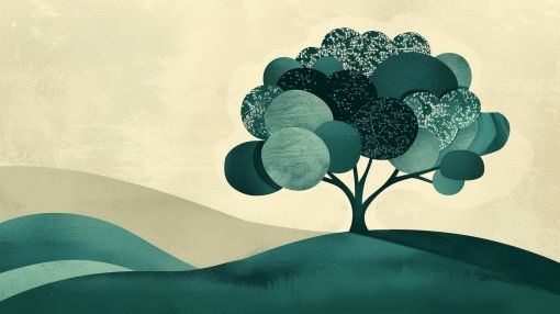 Emerald Hills with Solitary Textured Tree