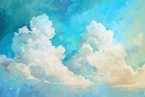 Billowing Clouds in Turquoise Skies