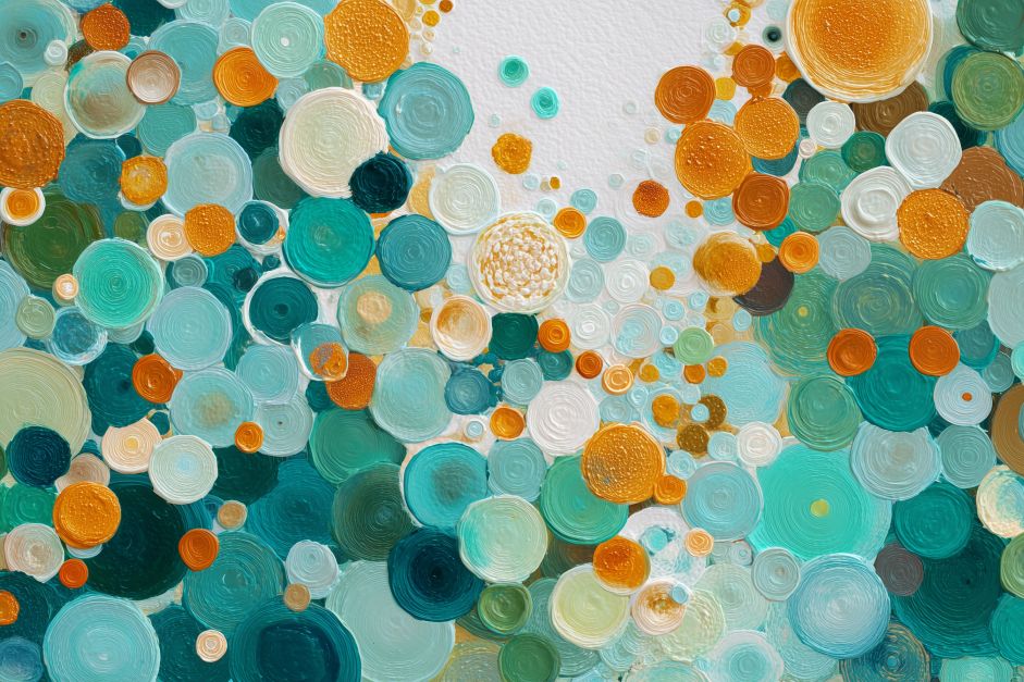Turquoise and Amber Spiral Circles