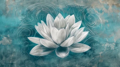 Serene Lotus on Teal Waters