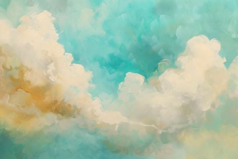 Golden Clouds in Turquoise Serenity