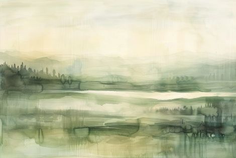 Misty Green Valley at Dawn