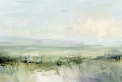 Soft Horizon Over Misty Green Plains