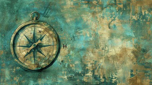 Vintage Compass on Weathered Teal