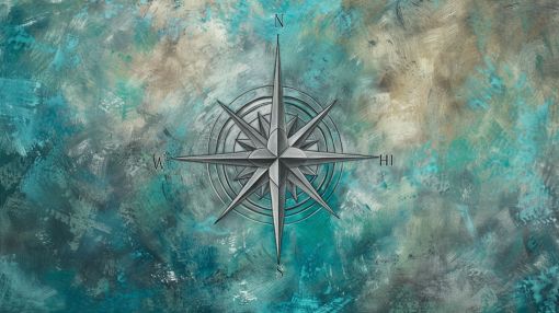 Weathered Compass on Teal Waters
