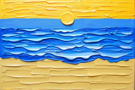 Golden Sunset Over Textured Ocean Waves