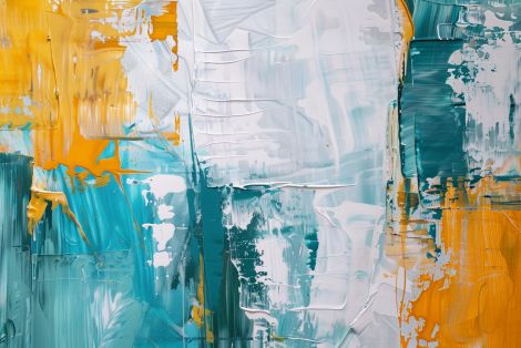 Golden Teal Brushstrokes in Motion