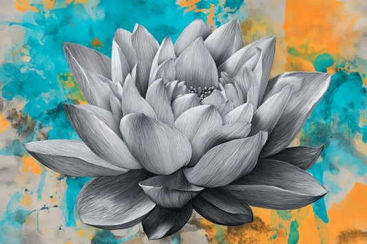 Lotus Bloom in Turquoise and Gold