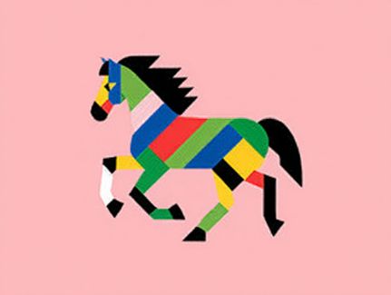 Colorful Geometric Horse in Motion