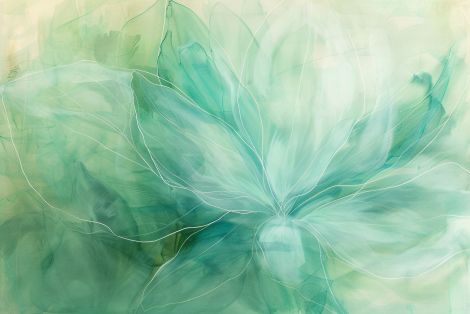 Ethereal Green Lotus in Watercolor