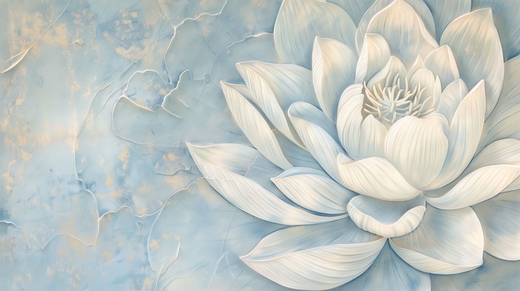 Serene White Lotus in Blue