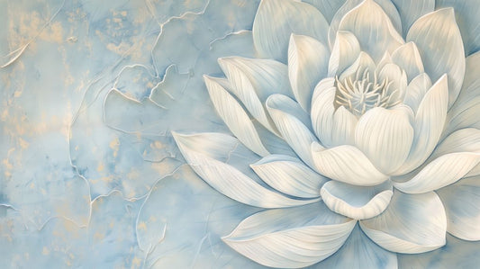 Serene White Lotus in Blue