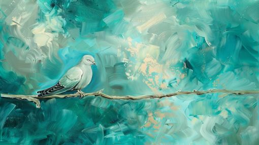 Peaceful Dove on Teal Horizon