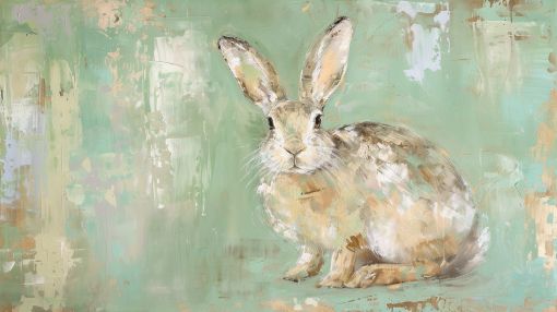 Gentle Hare on Mint Green