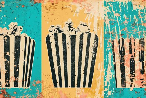 Retro Popcorn Triptych in Bold Stripes