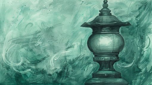 Ancient Lantern in Jade Mist