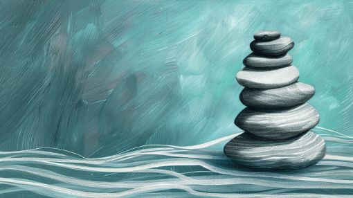 Zen Stones Rising From Tranquil Waters
