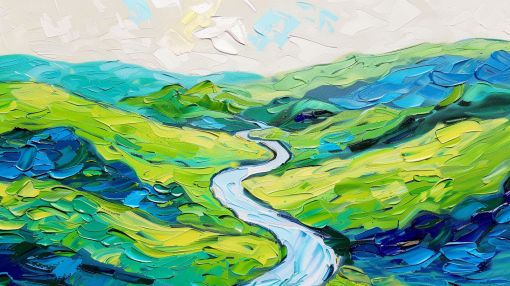 Winding River Through Emerald Valley