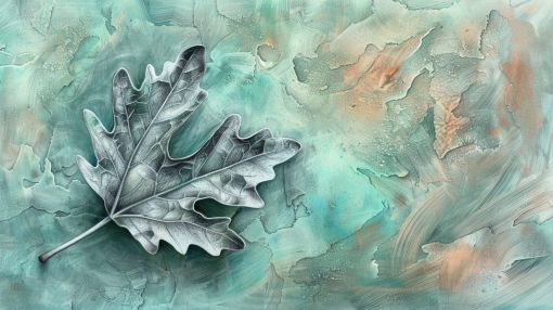 Silver Oak Leaf on Weathered Patina