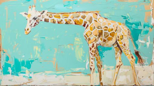Golden Giraffe on Turquoise Plains