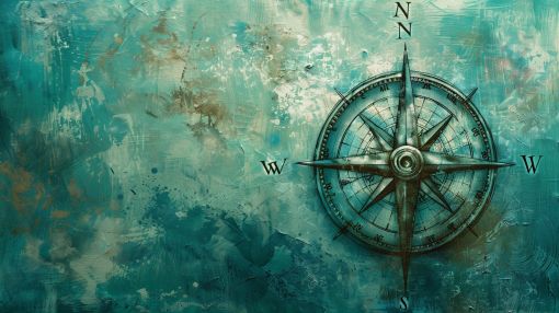 Weathered Compass on Teal Patina
