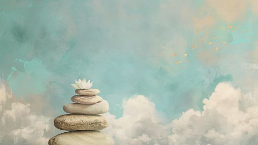 Zen Stones Beneath a Tranquil Sky
