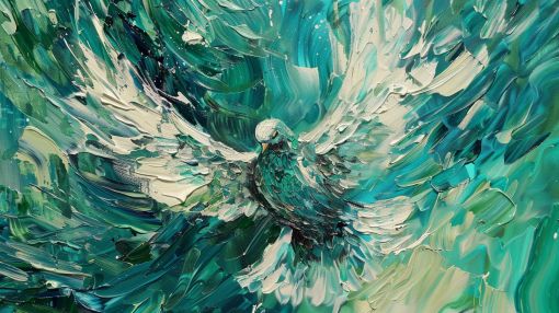 Dove Rising Through Emerald Currents