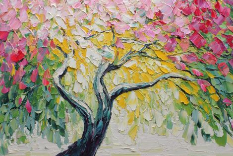 Blossoming Tree in Golden Light