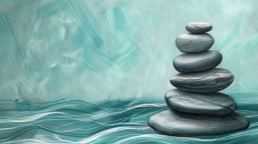 Zen Stones Rising From Tranquil Waters