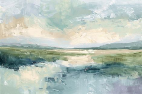 Tranquil Marshlands Under Soft Skies