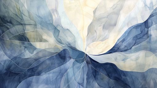 Ethereal Blue Watercolor Bloom Unfurling