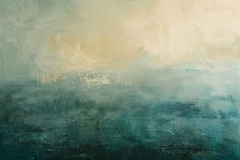 Misty Horizon Over Teal Waters