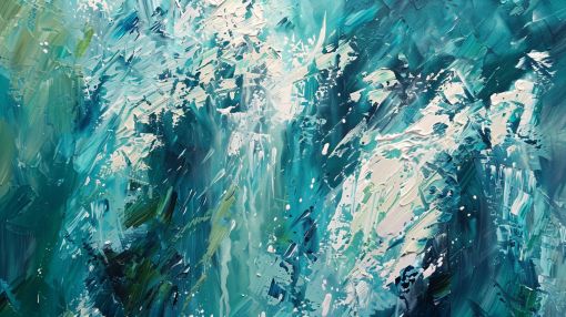 Oceanic Surge in Teal and White