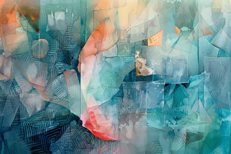 Crystalline Depths in Teal and Coral