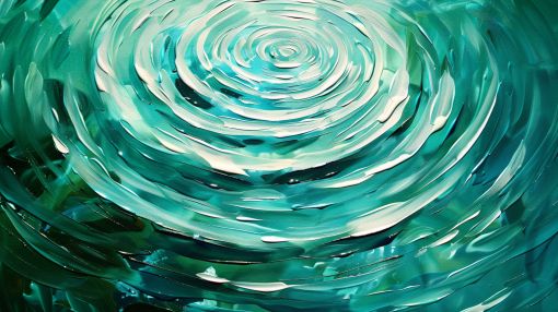Teal Ripples in Liquid Motion