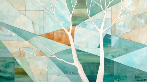 Geometric Winter Trees in Soft Teal