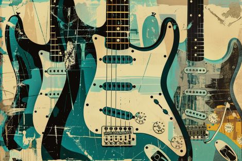 Vintage Electric Guitars in Teal