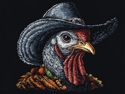 Proud Rooster in a Cowboy Hat